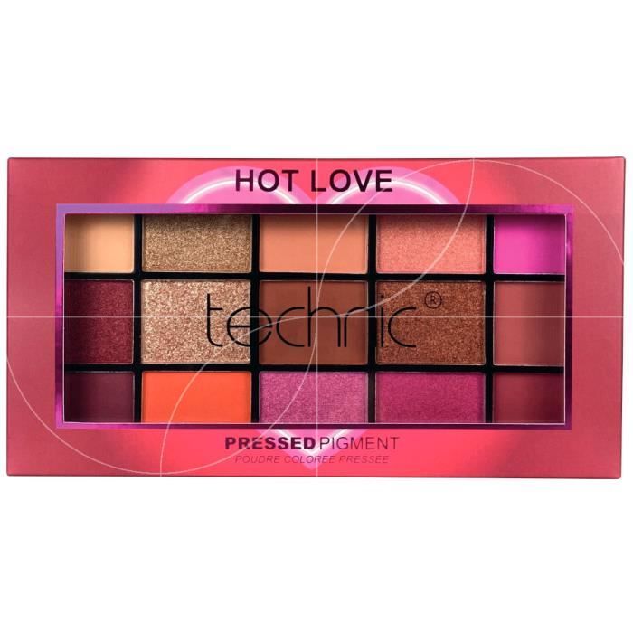Fard à paupières - TECHNIC - Palette 15 fards Hot Love - Couleurs intenses - Formule mate et brillante - 30g
