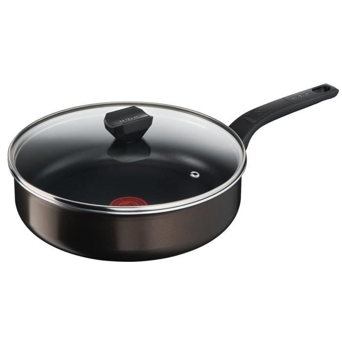TEFAL Easy Cook & Clean Sauteuse 24 cm + couvercle en verre, Non induction, Revêtement antiadhésif, Fabriqué en France B5543202