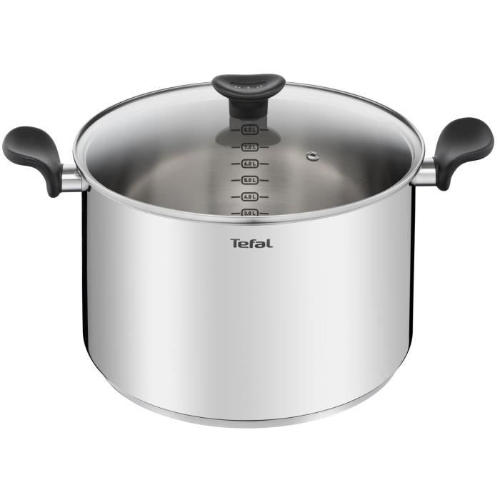 TEFAL Primary Marmite 28 cm + couvercle verre, Induction, Acier inoxydable haute qualité, Garantie 10 ans E3086404