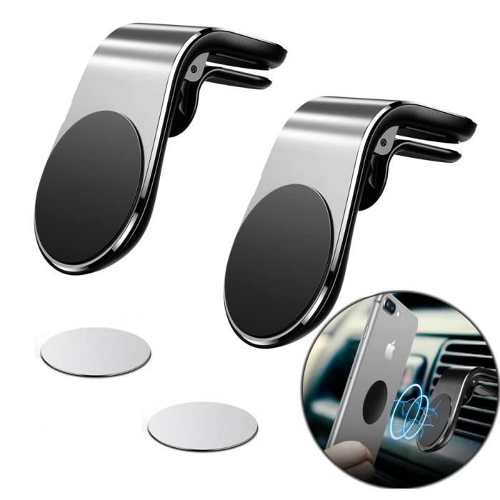 Support Téléphone Voiture - Tikawi - Universel - Magnétique - Noir/Silver - Grille d'aération