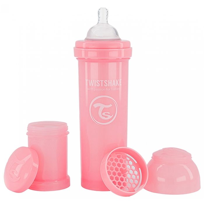Biberon anti-colique Twistshake - 330 ml - Sans BPA - 4+ mois - Rose