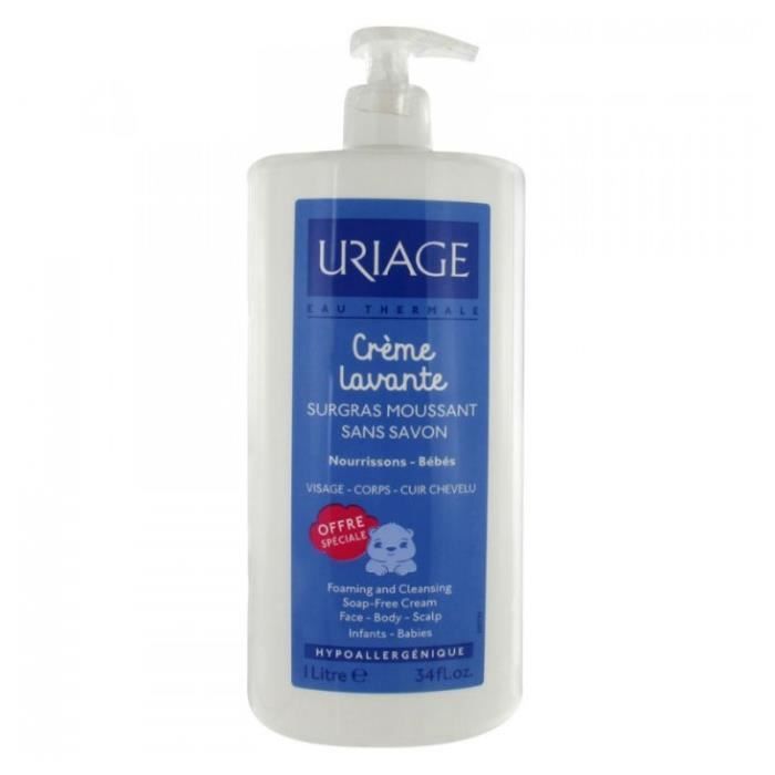 Crème Lavante - Uriage - Bébé - 1 L - Hypoallergénique - Soin surgras moussant