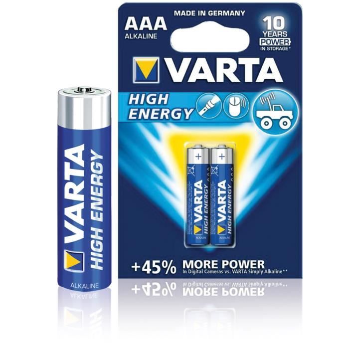 Pile Batterie VARTA alkaline AAA/LR03 1.5 V High Energy