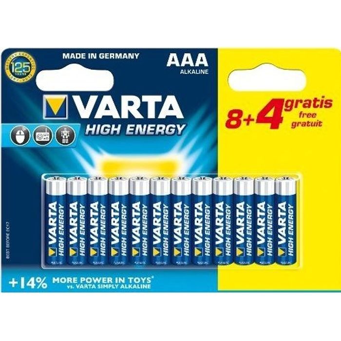 12 Piles LR03 AAA VARTA Long Life