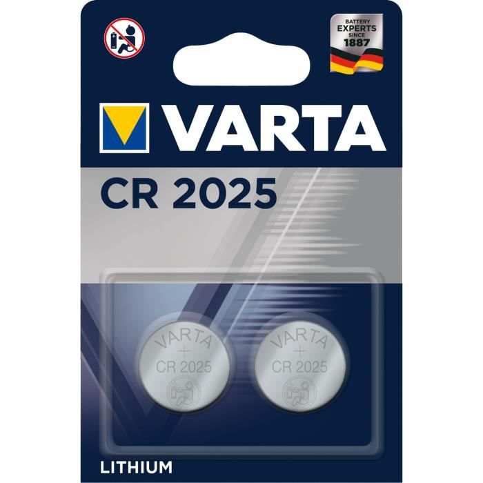 VARTA Pack de 2 piles électroniques Lithium CR2025 3V