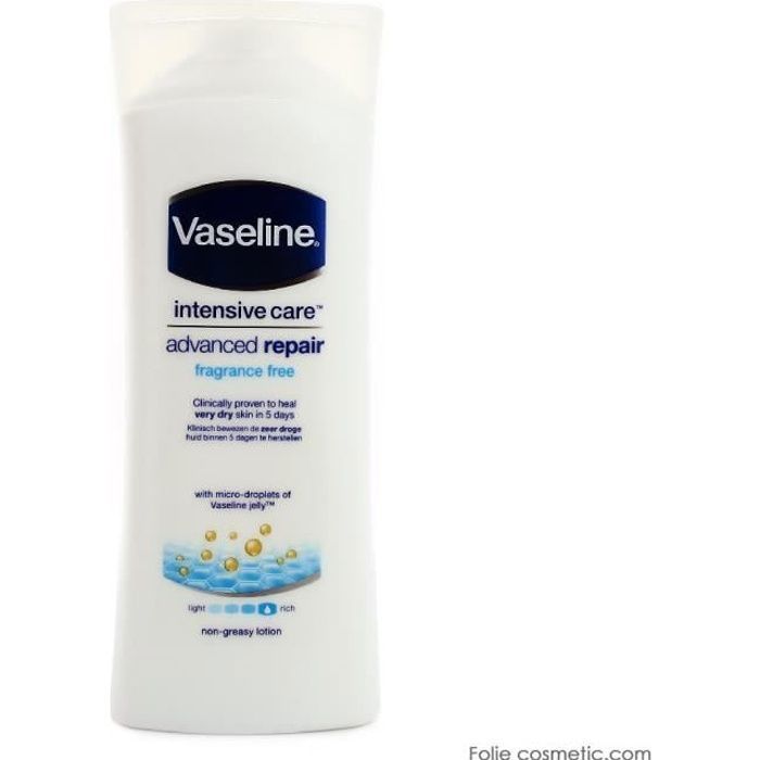 Lait hydratant corporel - Vaseline - 400ml - Sans parfum - Peaux très sèches - Absorption rapide