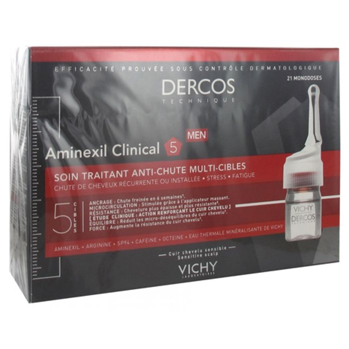 Soin Anti-Chute Cheveux - Vichy - Dercos - Aminexil Clinical 5 - 21 x 6ml - Homme