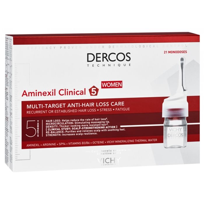 Soin Anti-Chute Cheveux - Vichy - Dercos Aminexil Clinical 5 - 21 x 6ml - Femme - Tous types de cheveux