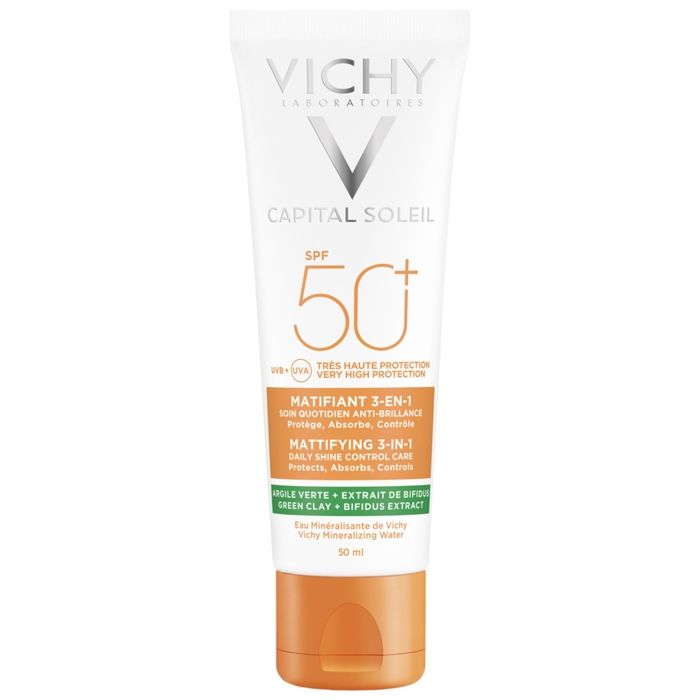 Crème Solaire Visage - Vichy - Capital Soleil - SPF50+ - 50ml - Matifiant 3 en 1