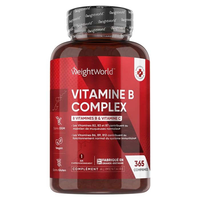 Vitamine B Complex Extra Fort + Vitamine C - 365 Comprimés Vegan
