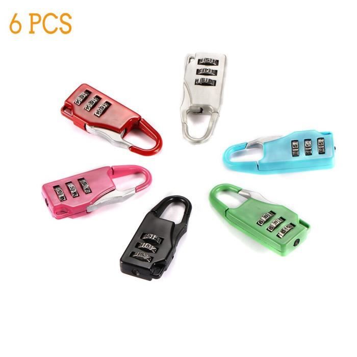 Verrous,6PCS color locker--Verrou de sécurité en alliage de Zinc coloré avec mot de passe, verrou à code pour bagages, valise, armoi