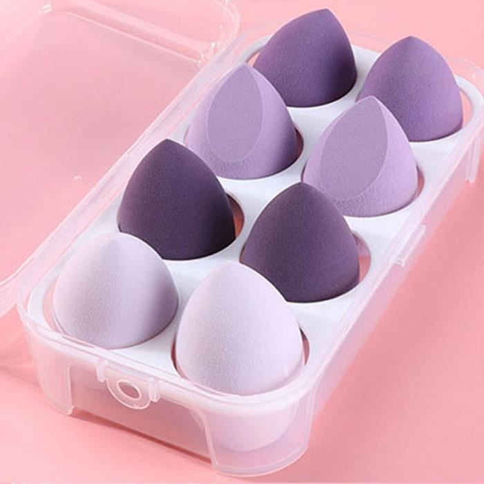 EPONGE DE MAQUILLAGE,Purple 8pcs with box--Éponge de maquillage bouffante, 4-8-16 pièces, mélange de produits cosmétiques, poudre de