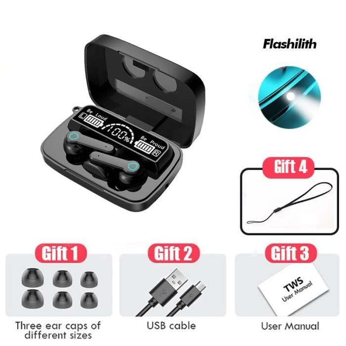 M19 with Mirror -Écouteurs sans fil Bluetooth 5.1 TWS,véritable casque de jeu de sport,écouteurs stéréo 9D avec micro pour Xiaomi