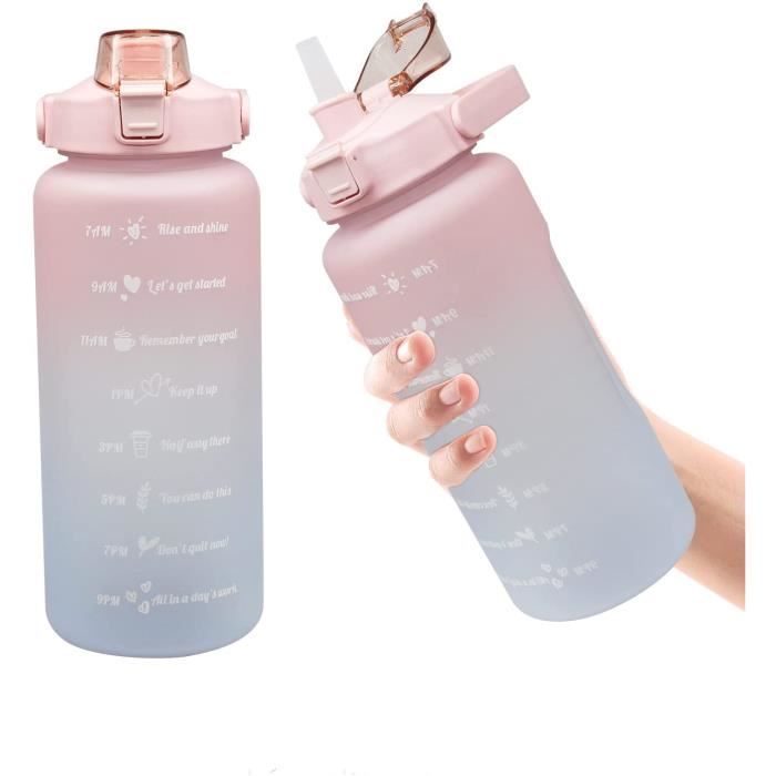 Bouteille d'eau - ZHUODIKE - 2000ml - Sans BPA - Étanche - Marqueur de Temps