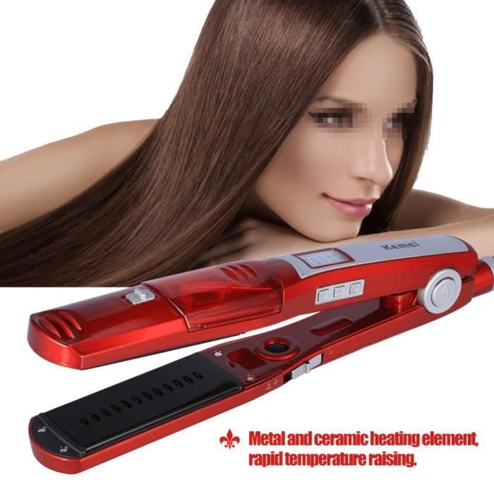 Fer à lisser électrique LED Lisseur cheveux affichage de la température défriser les cheveux défrisage Flat Iron Styling outil