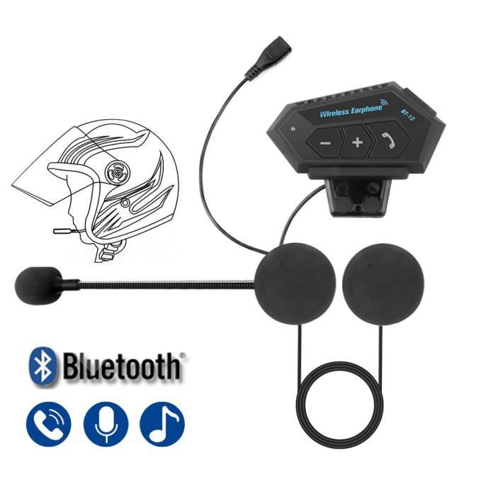 Casque de moto - Bluetooth - 4.1 + EDR - Réduction du bruit - Mains libres - Noir